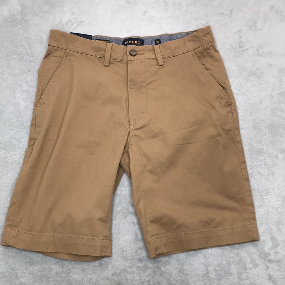 Piombo Men's Flat Front Cotton Stretch Shorts Size 32 New